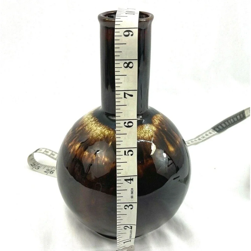 Vintage Brown Drip Glaze Vase Unbranded Round Bottom Cylinder‎ Shaped Top